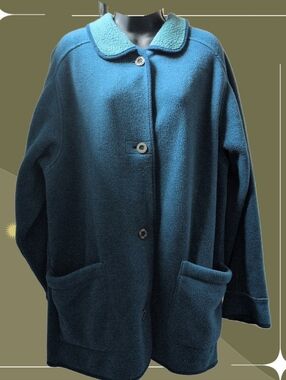 ✨ vintage L.L. Bean teal fleece cardigan jacket Size XL